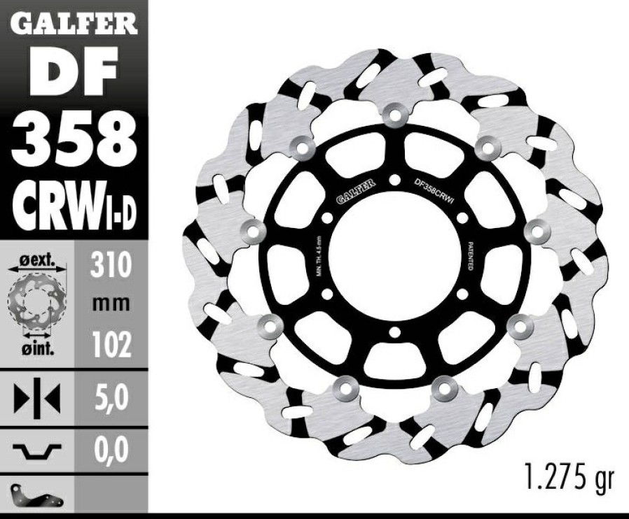 Rotores De Freno | Galfer 310Mm Superbike Wave® Rotor Left Side Directional Front Disc Df358Crwi