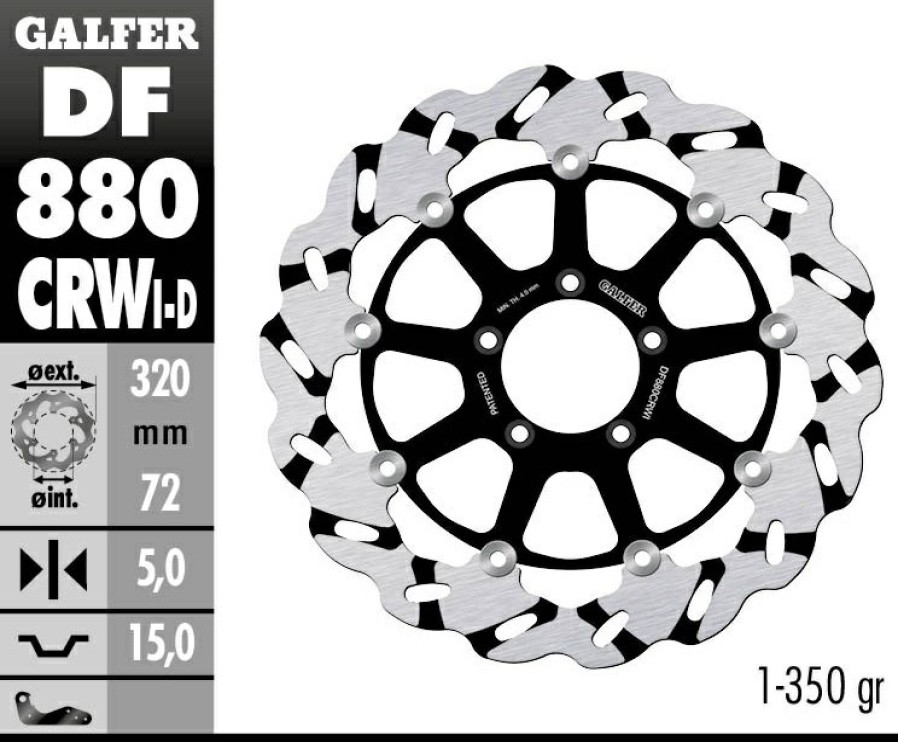 Rotores De Freno | Galfer 320Mm Superbike Wave® Rotor Left Side Directional Front Disc Df880Crwi