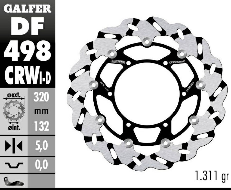 Rotores De Freno | Galfer 320Mm Superbike Wave® Rotor Right Side Directional Front Disc Df498Crwd