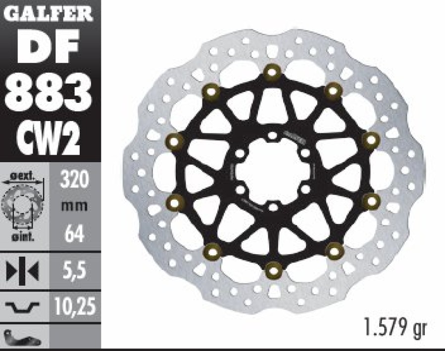 Rotores De Freno | Galfer 320Mm World Superbike Wave® Rotor Front Disc Df883Cw1