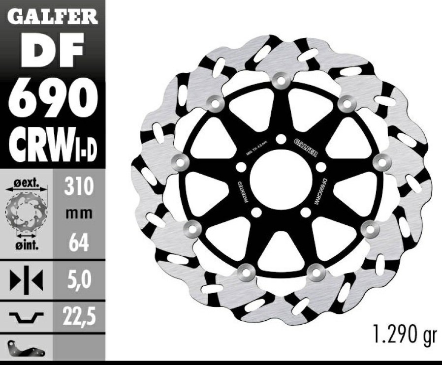 Rotores De Freno | Galfer 310Mm Superbike Wave® Rotor Left Side Directional Front Disc Df690Crwi