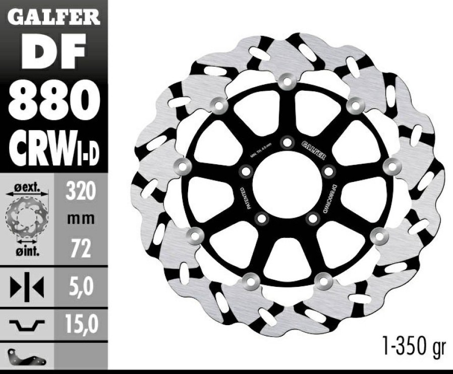 Rotores De Freno | Galfer 320Mm Superbike Wave® Rotor Right Side Directional Front Disc Df880Crwd